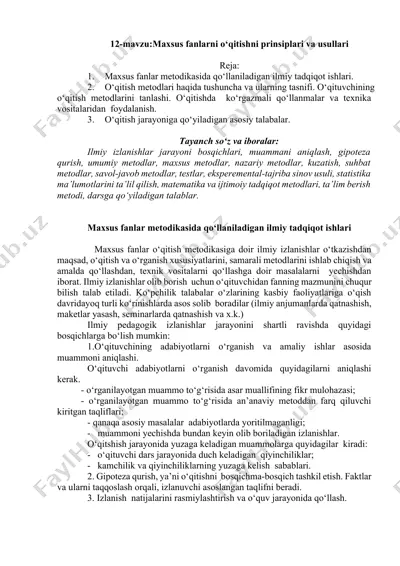 maxsus fanlar metodikasida qo‘llaniladigan ilmiy tadqiqot ishlari — DOCX