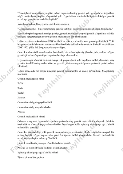 genetik muhandislik — DOCX