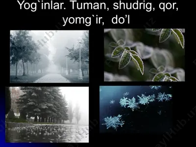 yog'inlar. tuman, shudrig, qor, yomg`ir, do’l — PPT