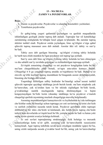 zamin va poydevorlar — DOCX