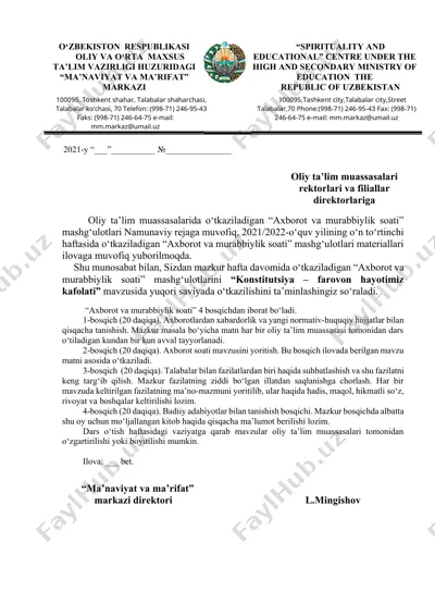 "axborot va murabbiylik soati" — DOCX