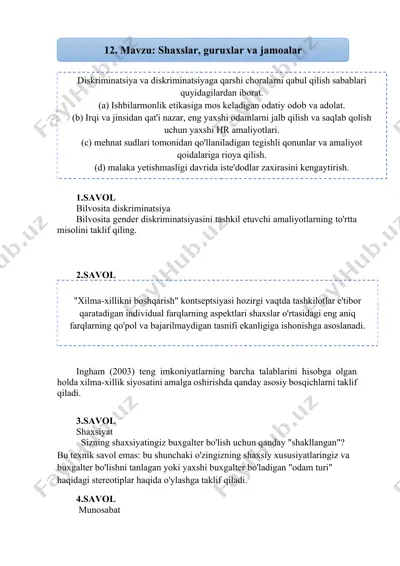 gender diskriminatsiyasi va xilma-xillik siyosati — DOCX