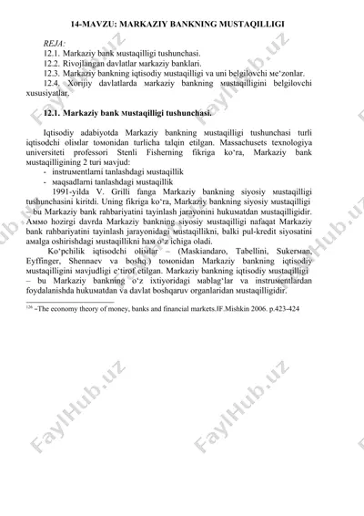 markaziy bankning mustaqilligi — DOCX