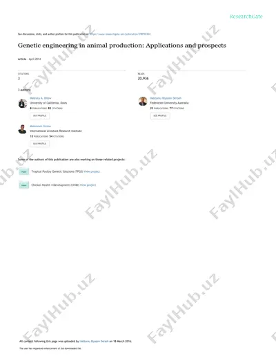 genetic engineering in animal production: applications and prospects — DOCX