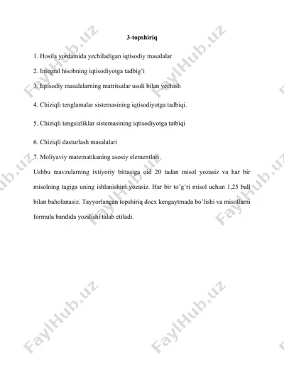 iqtisodiy matematika topshiriqlari — DOCX