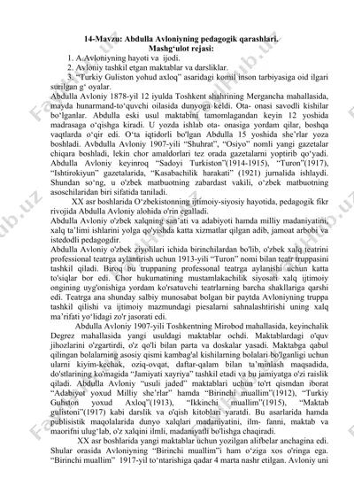 abdulla avloniyning pedagogik qarashlari — DOCX