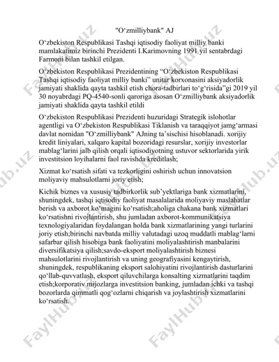 o‘zmilliybank aksiyadorlik jamiyati — DOCX