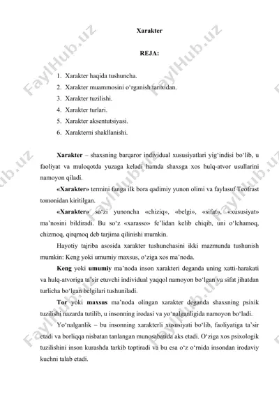 xarakter haqida ma'lumotlar — DOCX