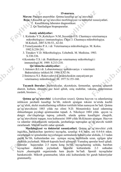 patogen anaeroblar. qotma kasalligi qo’zg’atuvchisi — DOCX
