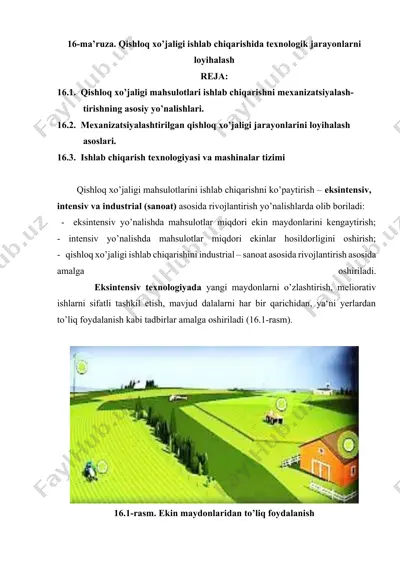 qishloq xo’jaligi ishlab chiqarishida texnologik jarayonlarni loyihalash — DOCX