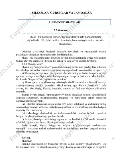 shaxslar, guruhlar va jamoalar — DOCX