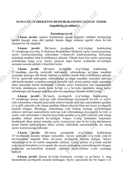 o'zbekiston respublikasining saylov tizimi — DOCX