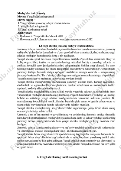 yengil atletikaning tasnifi — DOCX