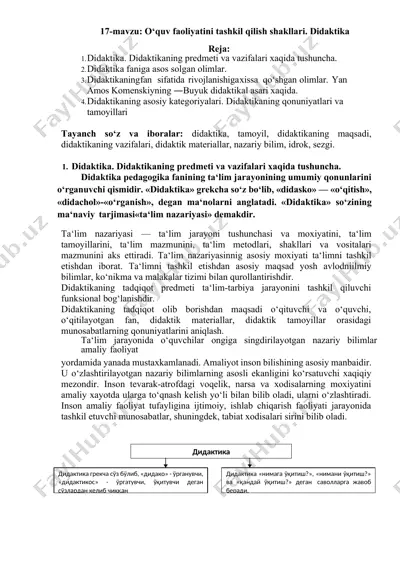 o‘quv faoliyatini tashkil qilish shakllari. didaktika — DOCX