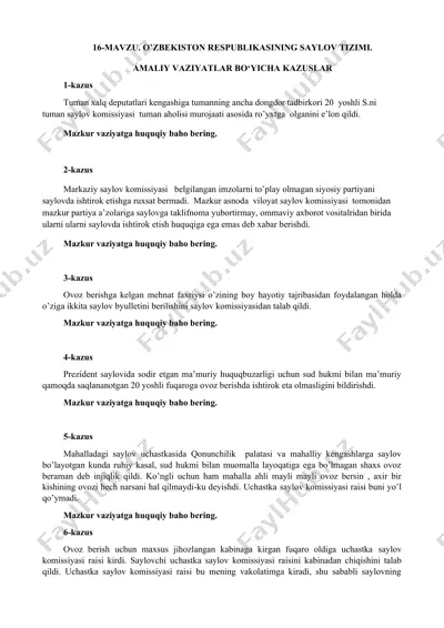 saylov tizimi kazuslari — DOCX