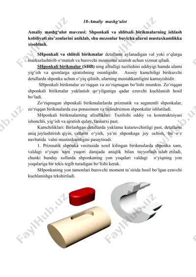 shponkali va shlitsali birikmalar ishlash kobiliyati — DOCX