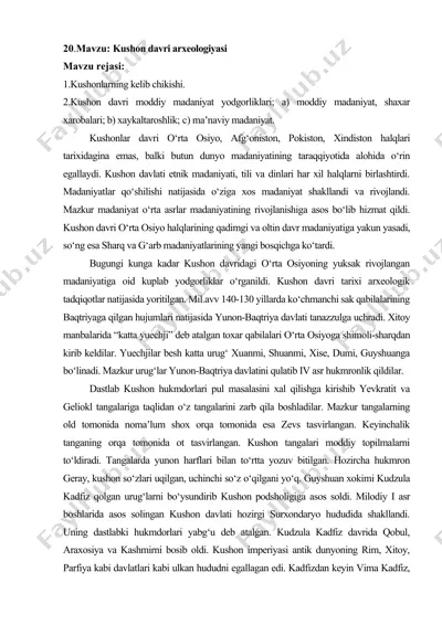 kushon davri arxeologiyasi — DOCX