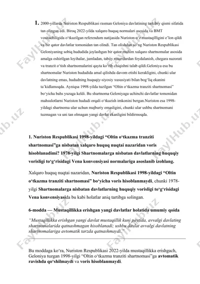 xalaaro ommaviy huquq fanidan kazuzlar — DOCX