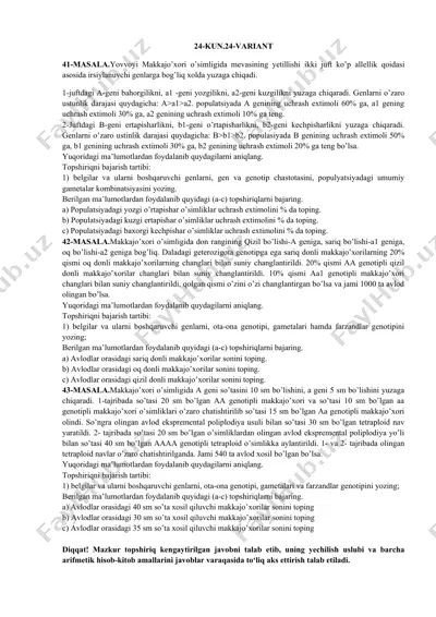 genetika va genetik jarayonlar — DOCX