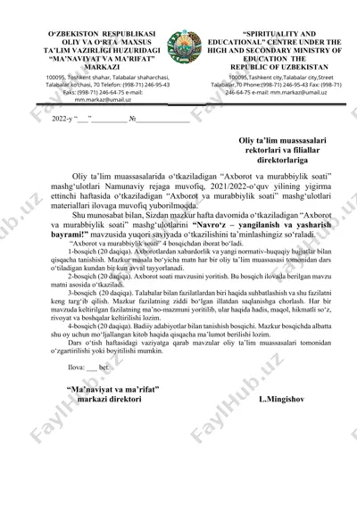 "axborot va murabbiylik soati mashg'ulotlari" — DOCX