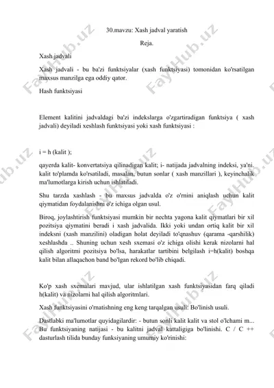 xash jadval yaratish — DOCX
