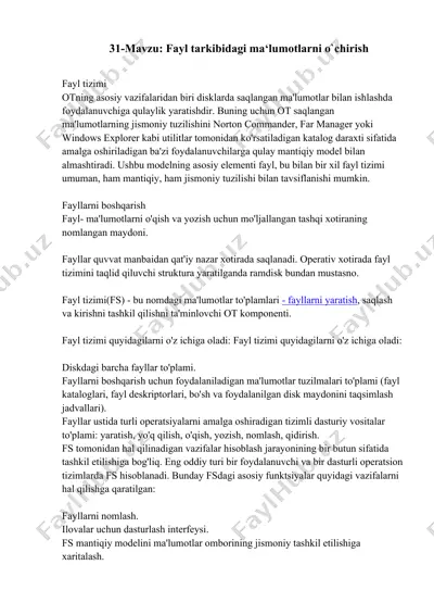 fayl tarkibidagi ma‘lumotlarni o`chirish — DOCX