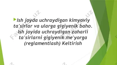 kimyoviy omillar va gigiyenik baho — PPTX