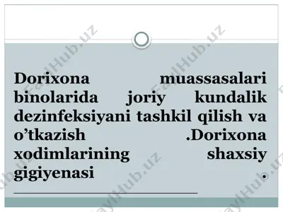 dorixona dezinfeksiyasi uchun yo'l qo'yish usullari — PPTX