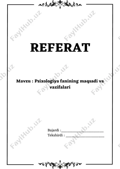 psixologiya fanining maqsadi va vazifalari — PDF