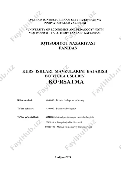 kurs ishlari mavzularini bajarish bo'yicha uslubiy ko‘rsatma — DOCX