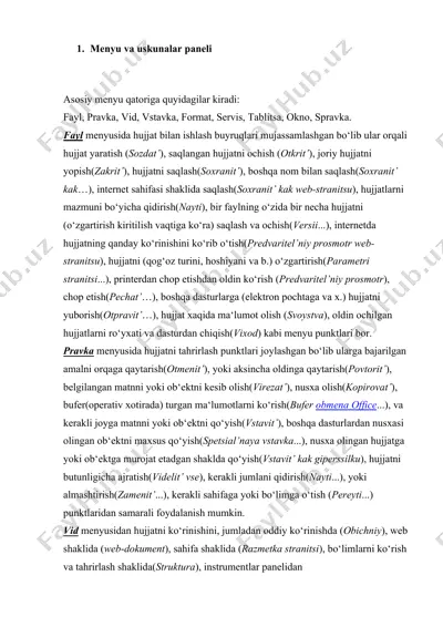menyu va uskunalar paneli — DOCX