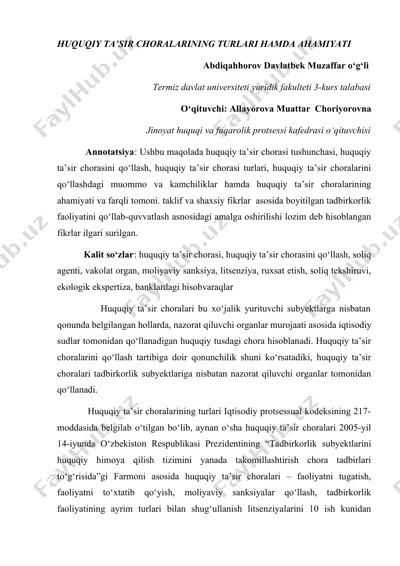 huquqiy ta’sir choralarining turlari hamda ahamiyati — DOCX