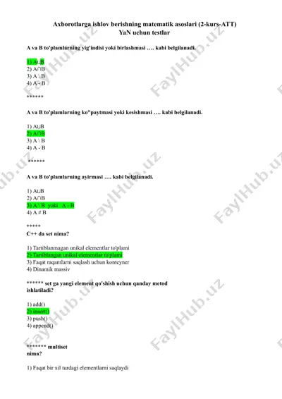 axborotlarga ishlov berishning matematik asoslari (2-kurs-att) — DOCX