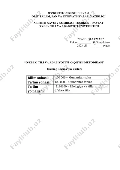 o‘zbek tili va adabiyotini o‘qitish metodikasi — DOCX