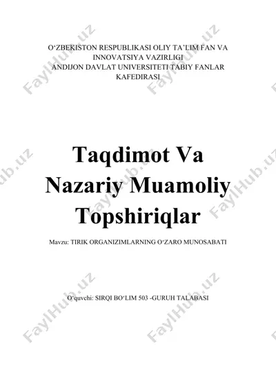 taqdimotlar va nazariy muamoliy topshiriqlar — DOCX