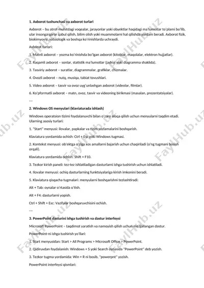 windows operatsion tizimi menyulari — DOCX
