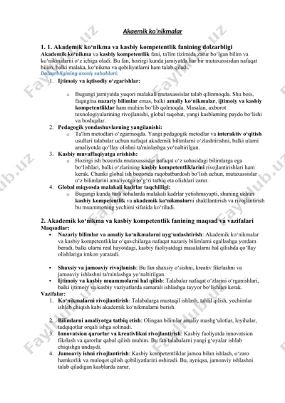 akademik ko’nikmalar — DOCX