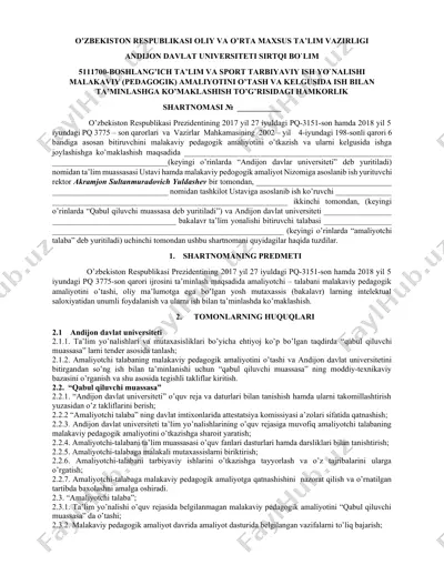 malakaviy pedagogik amaliyot shartnomasi — DOCX