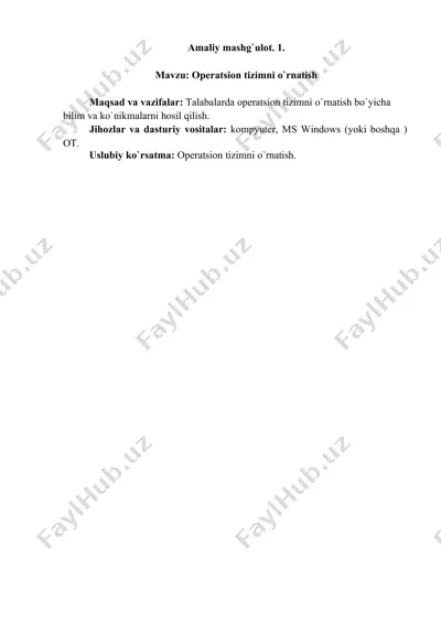operatsion tizimni o`rnatish — DOCX