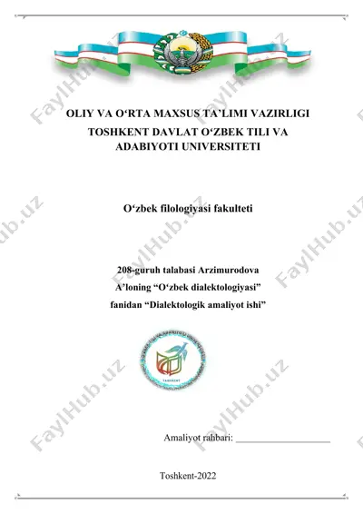 oʻzbek dialektologiyasi — DOCX