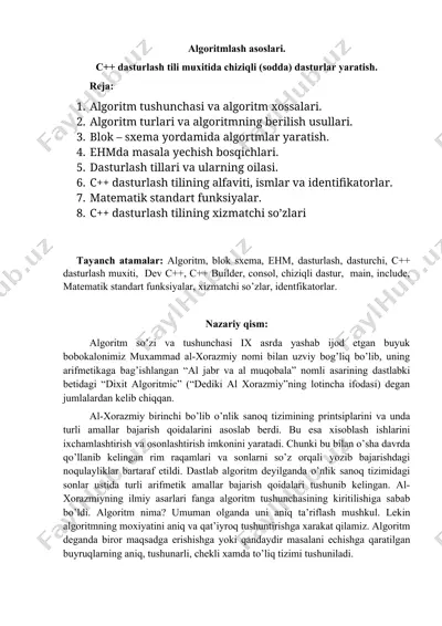 algoritmlash asoslari — DOCX