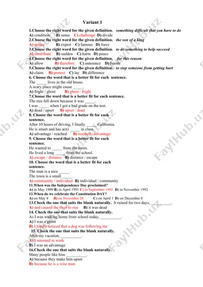 vocabulary test — DOCX