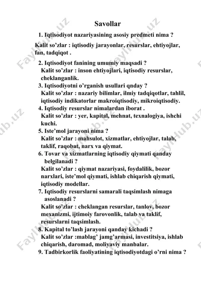 iqtisodiyot fanini o'rganish — DOCX