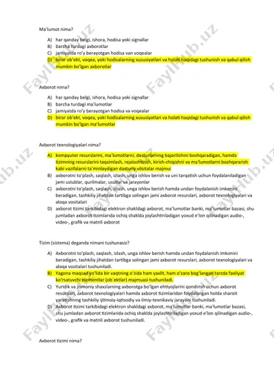 axborot texnologiyalari — DOCX