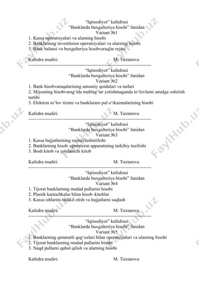 banklarda buxgalteriya hisobi — DOCX