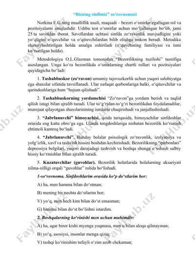 "bizning sinfimiz" soʻrovnomasi — DOCX