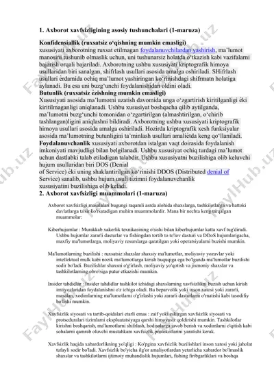 axborot xavfsizligi — DOCX