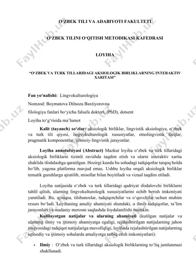 "o‘zbek va turk tillaridagi aksiologik birliklarning interaktiv xaritasi" — DOCX