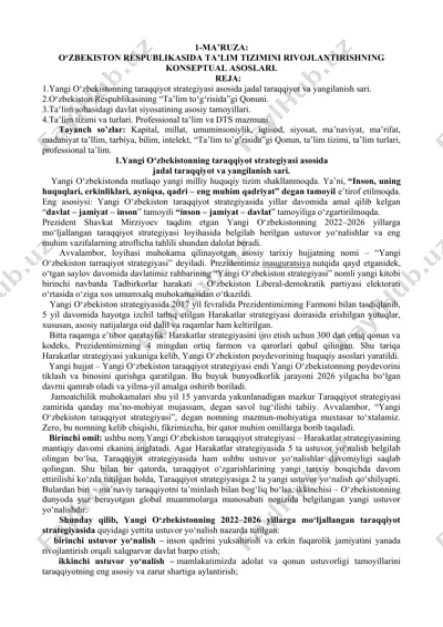 o‘zbekiston respublikasida ta’lim tizimini rivojlantirishning konseptual asoslari — DOCX
