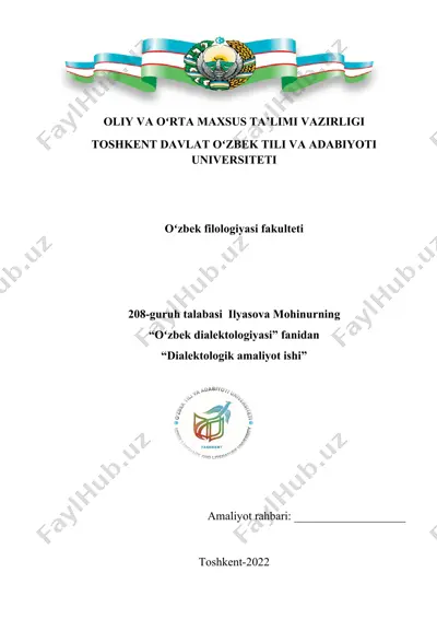 sheva vakillari tasnifidagi o‘zbek shevalari — DOCX